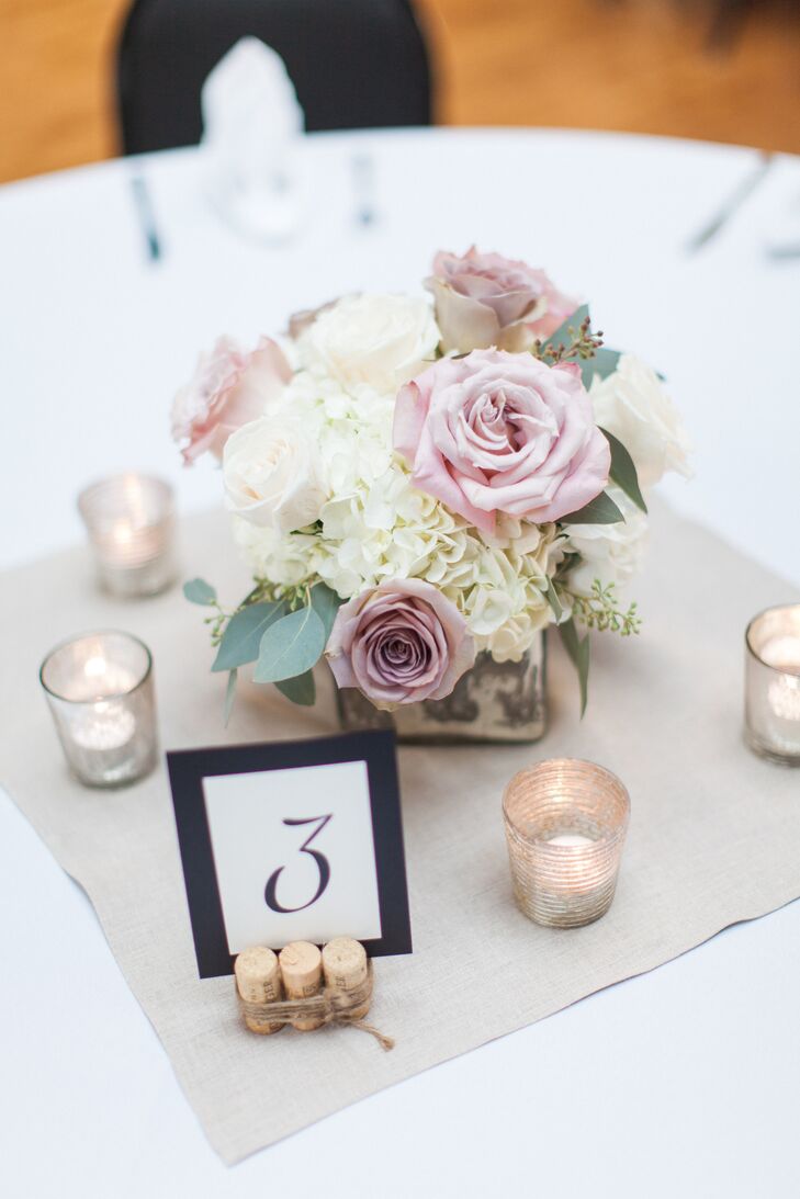 Blush Rose White Hydrangea Wedding Centerpieces