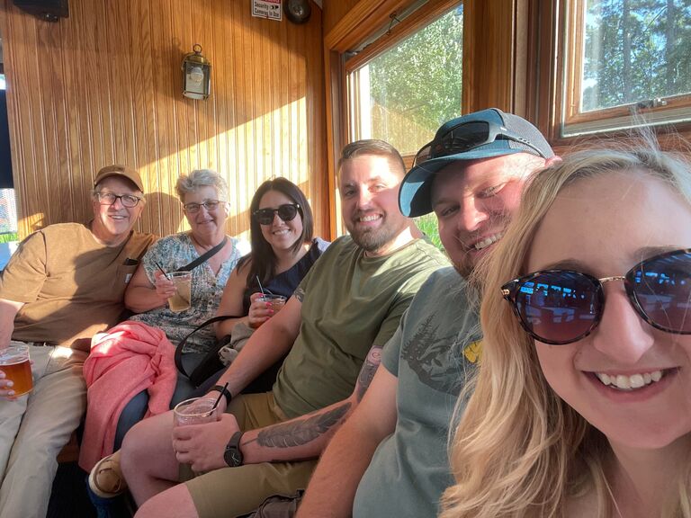 Jake and Kayla joined Kayla's family for a boat cruise and camping trip in Waupaca, WI.