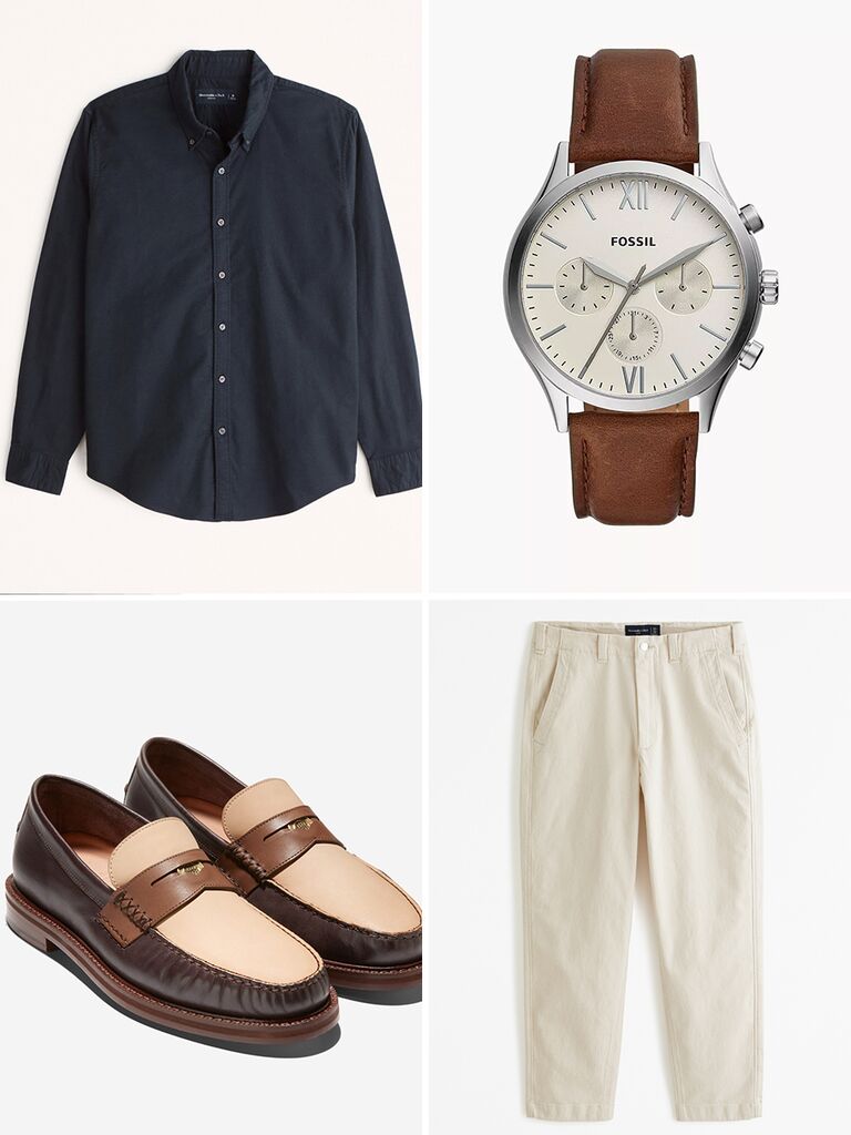 Men's trendy spring engagement photoshoot outfit