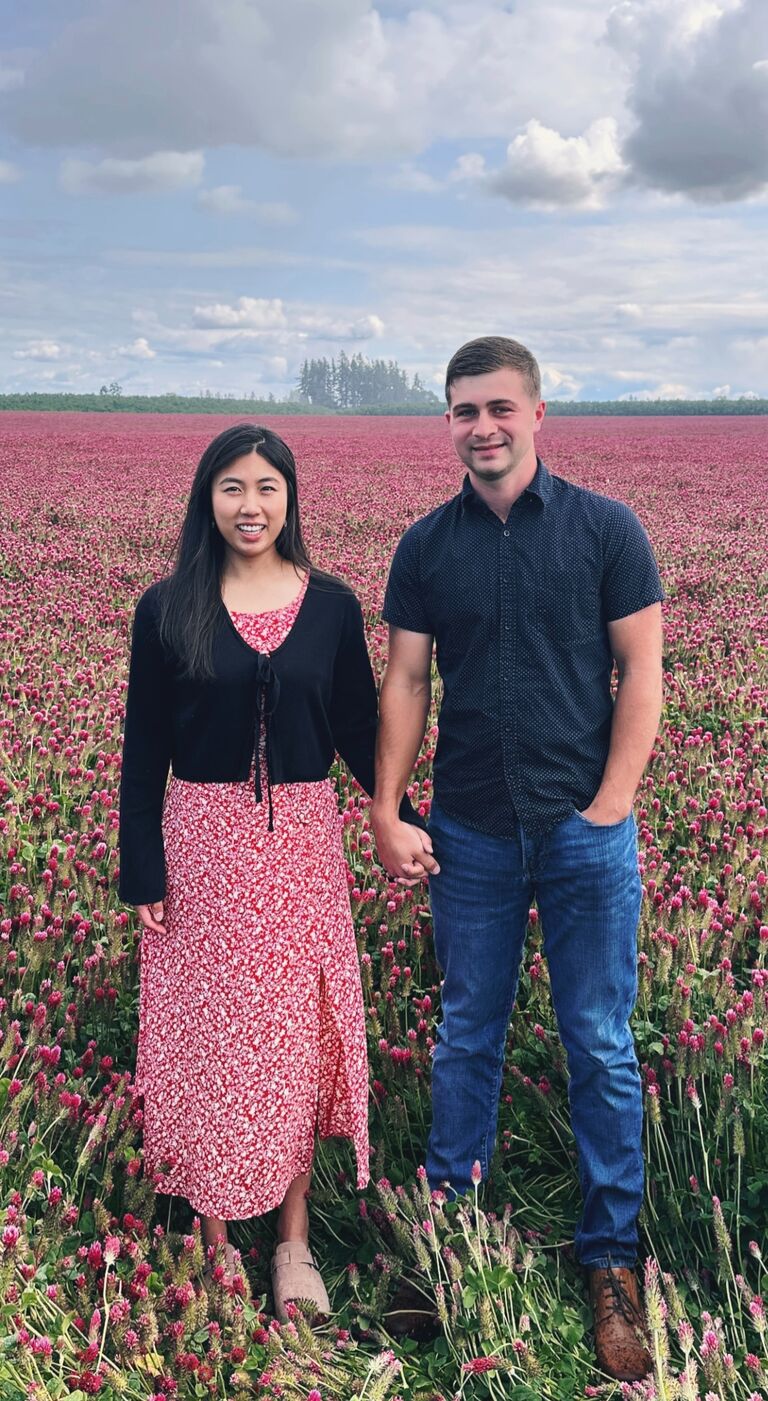 Renae took some beautiful photos of us in the clover field! Beautiful field and a cute couple!