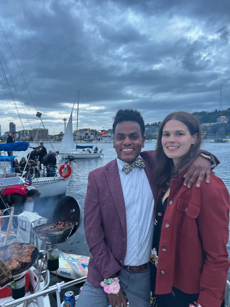 "Prom night!". Zoey and Biruk got to experience their first ever prom together at a prom night themed sailing event on Sangaria Maria. Thank you Ay-ay-ron! 
