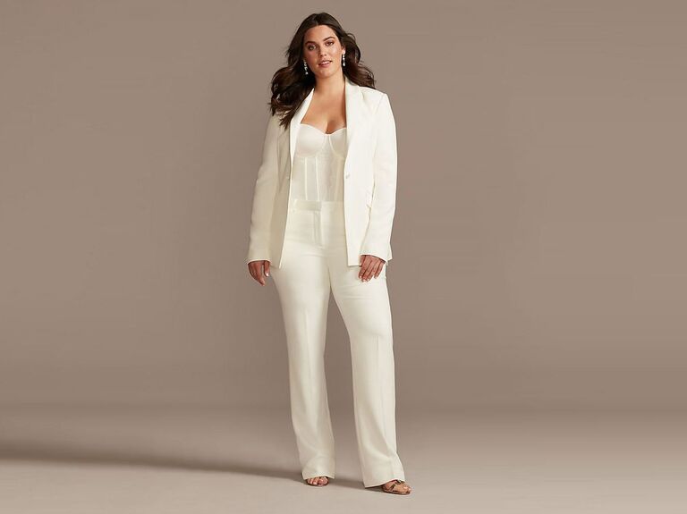 macys womens white pant suits