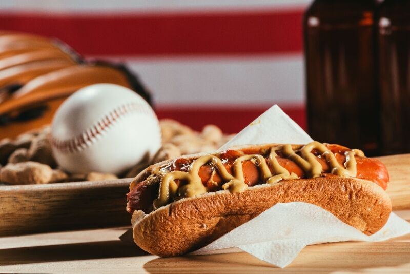 baseball themed party - hot dog bar