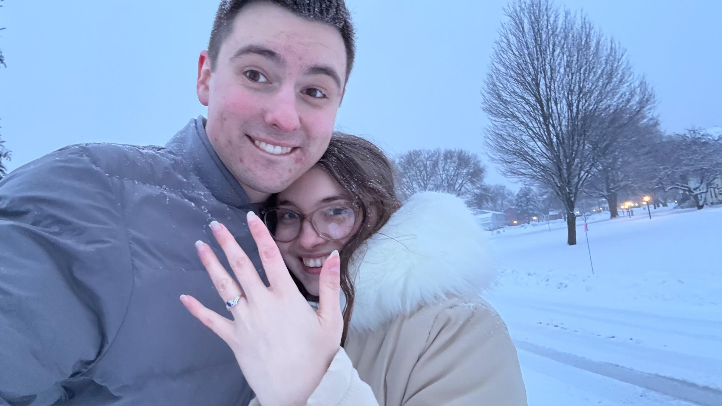 She said no…..way of course I’ll marry you! In a blizzard.