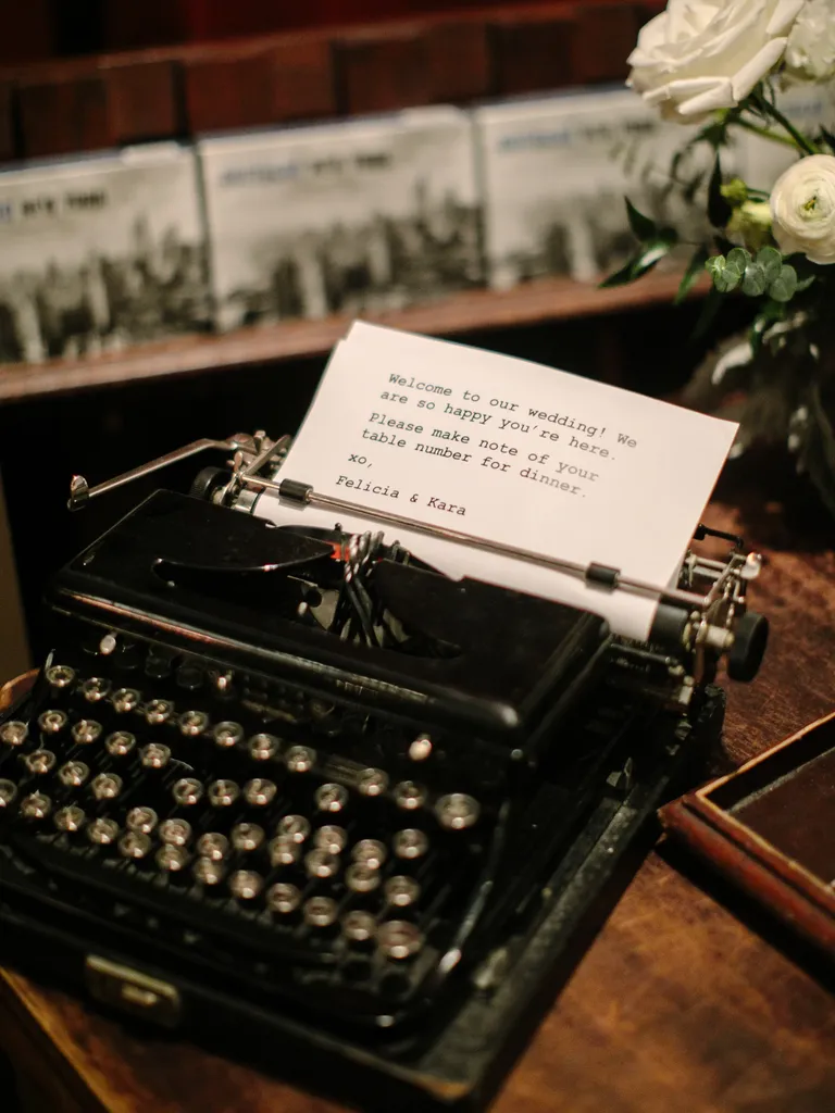 Typewriter at wedding, taylor swift themed wedding