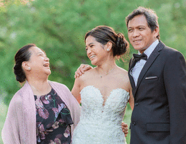 Bride and parents wedding photo shoot.