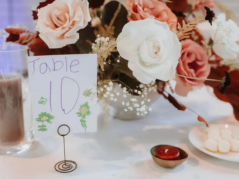 Table number made by children for kids wedding activity
