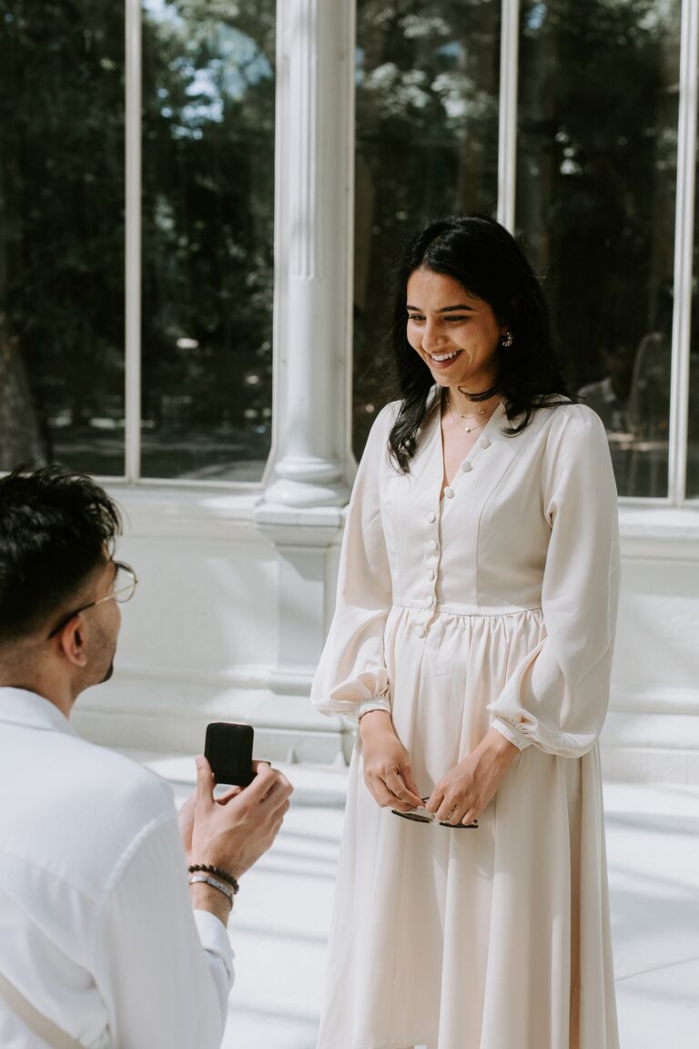 Down on one knee, Bhav popped the question in what was the most beautiful proposal 