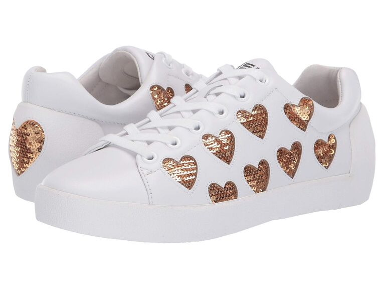 Sequin heart wedding sneakers