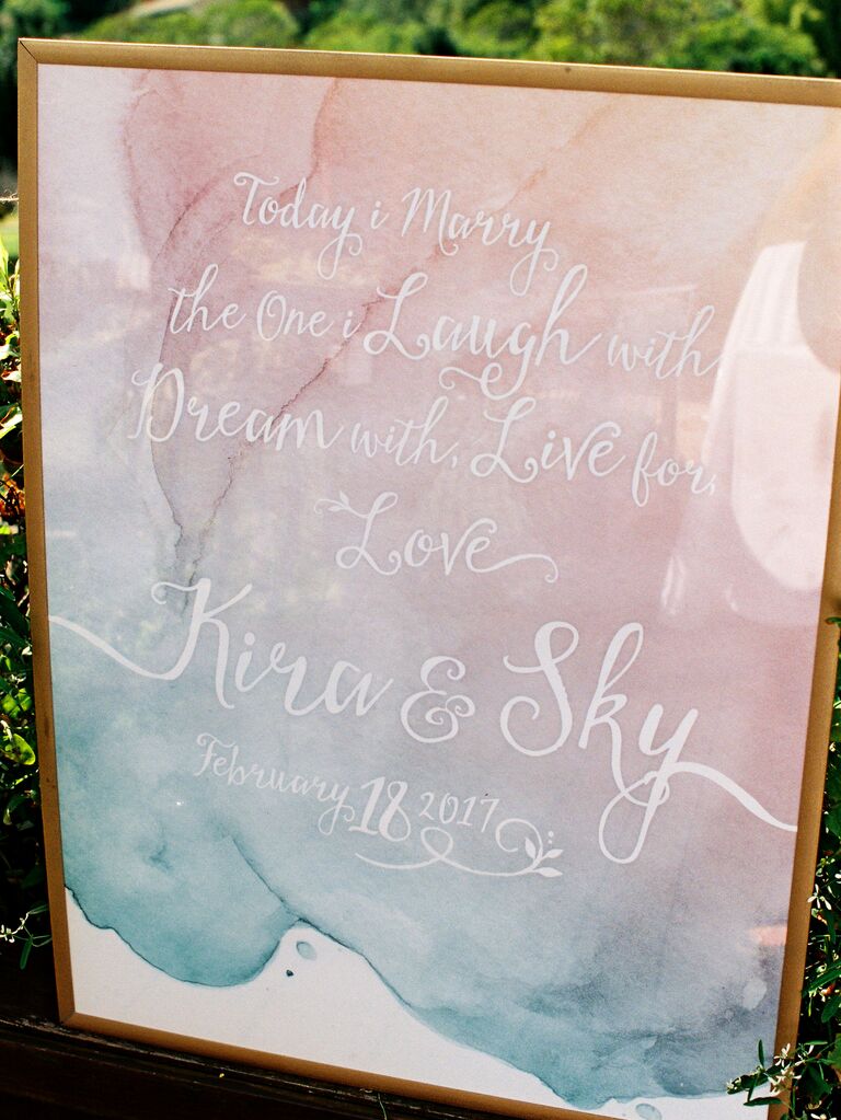Tie-dye watercolor wedding sign