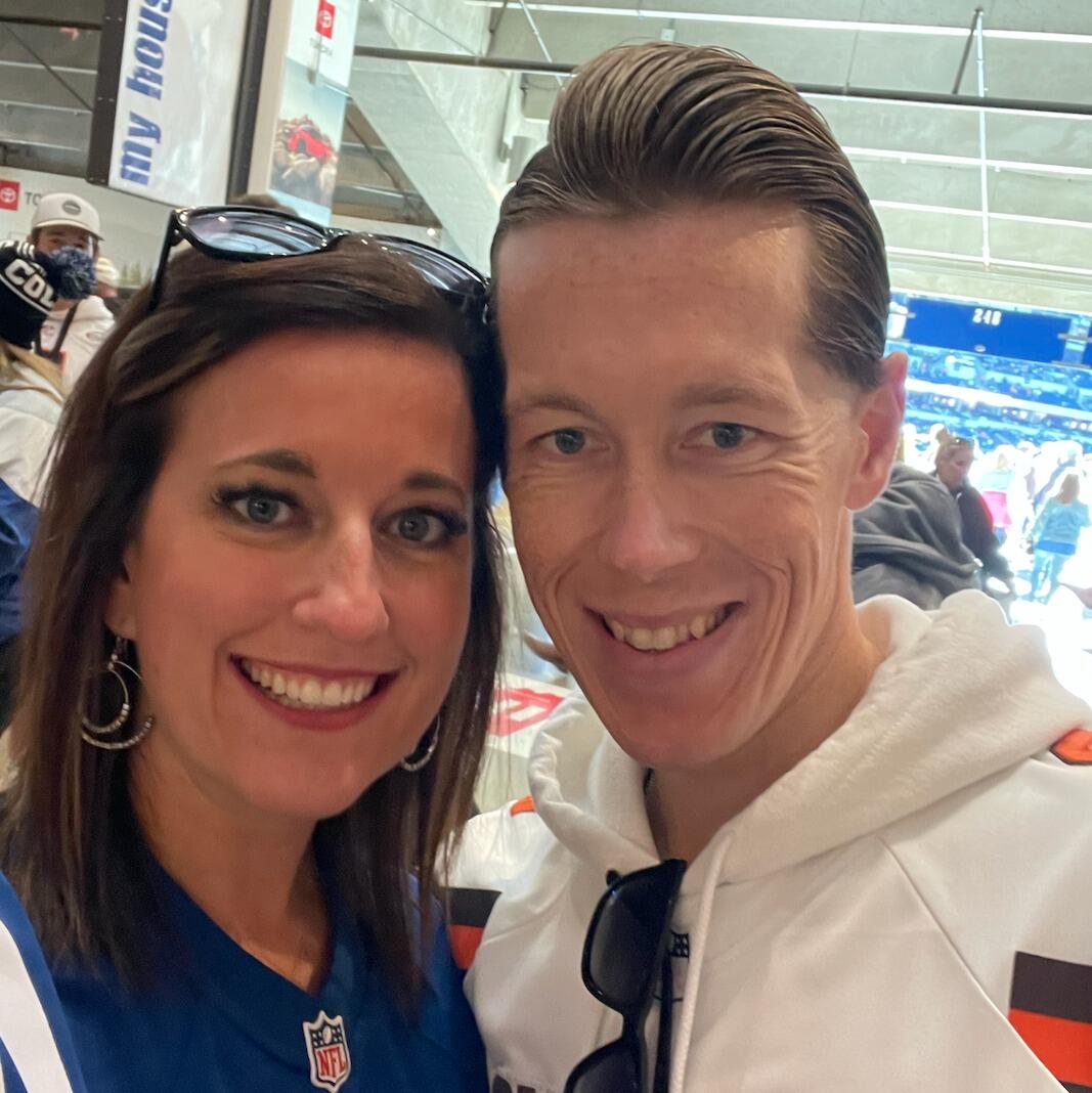 They attend their first NFL game together, where Derek cheers for the wrong team. She decides she must love him a lot after hearing him bark all day. After all, what even is a Brown? 