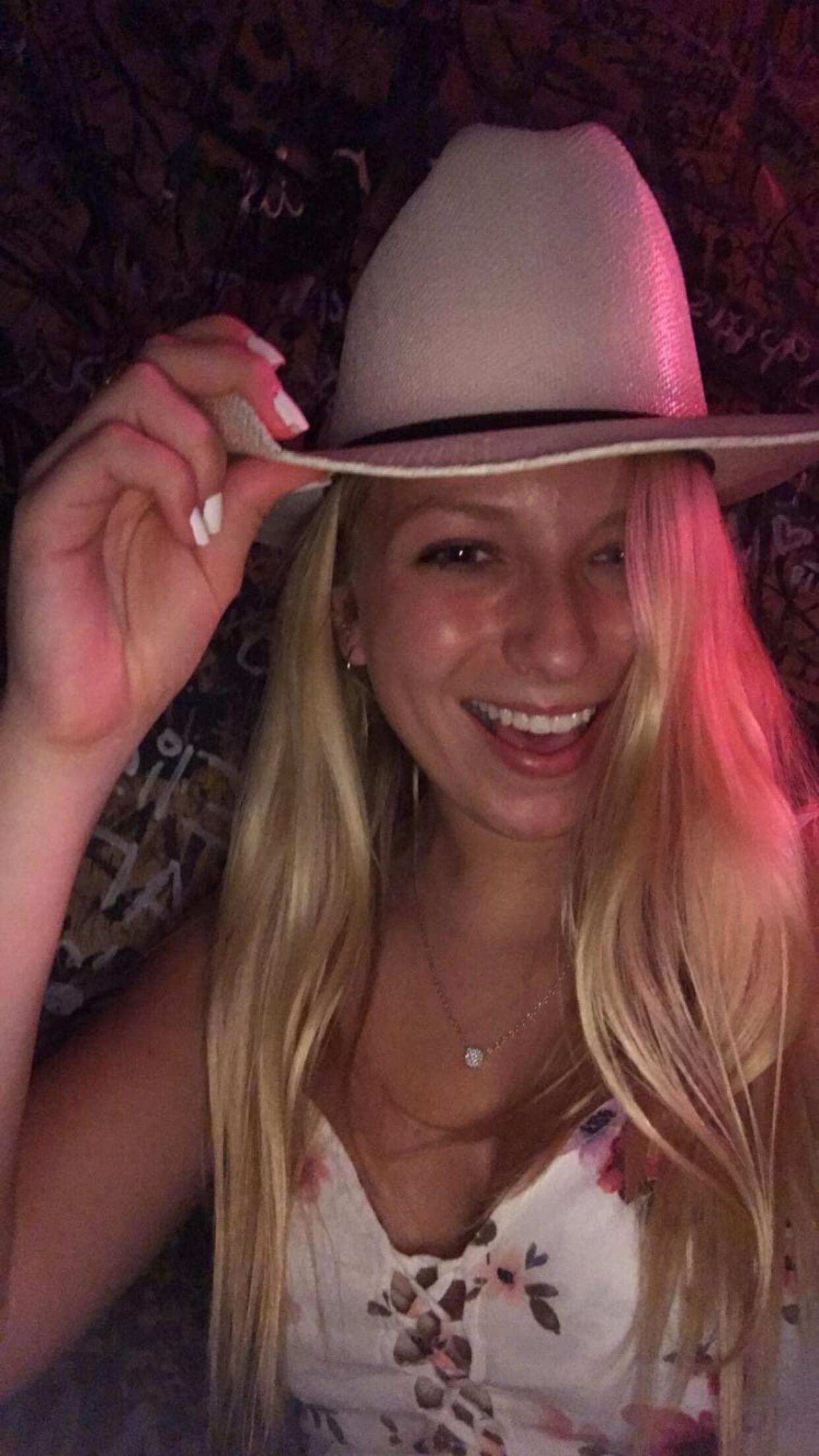 Kaitlyn and Jake briefly met for the first time in a country bar at Florida State University. As Jake walked by, Kaitlyn grabbed his cowboy hat off of his head and asked to borrow it for a quick selfie (this is that exact selfie). Jake said "it looks better on you anyways" and they went back to their separate friend groups. 