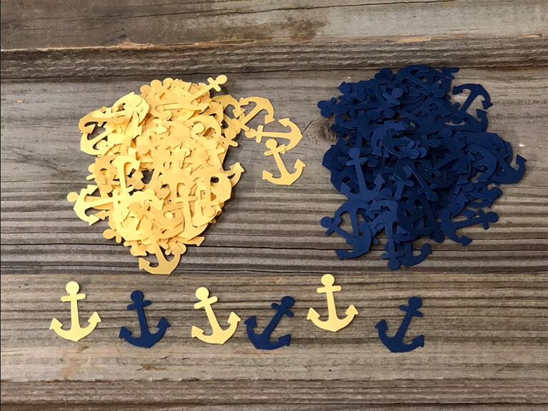 Gold and navy anchor confetti