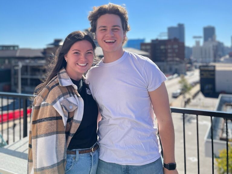 After many hours on FaceTime and taking long drives, Caleb and Shelby celebrate six months of dating in Kansas City.This weekend we spent with friends from camp exploring the city. This picture was taken on the rooftop of Messenger Coffee Co. It's on our "Things To Do" page, and you should check it out. 