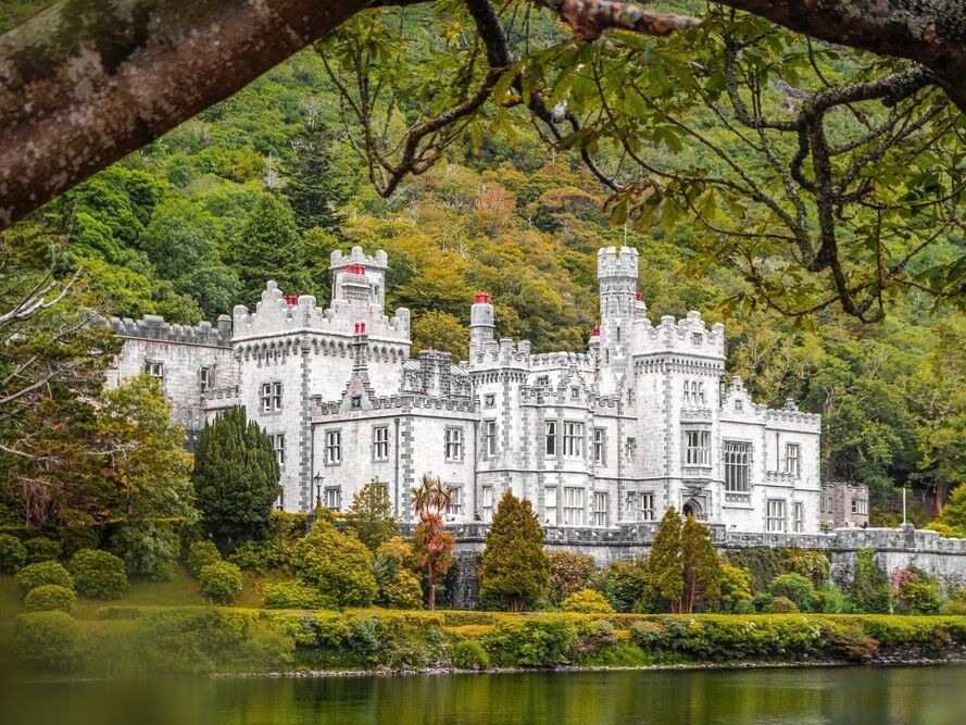 View of the stunning Kylemore Abbey in Ireland