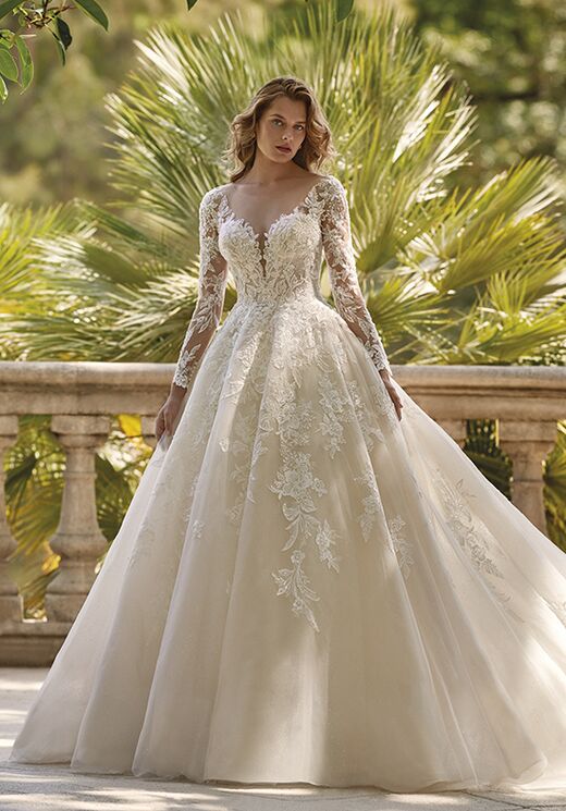 Demetrios long 2025 sleeve wedding dress