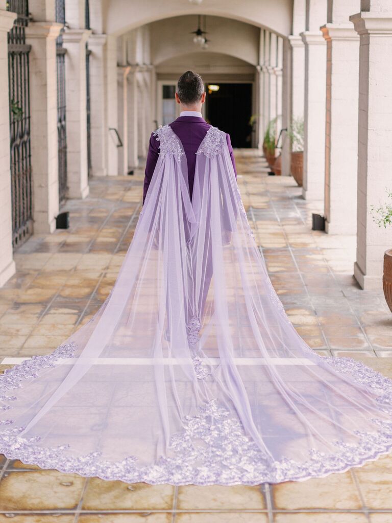 Purple colorful wedding veil