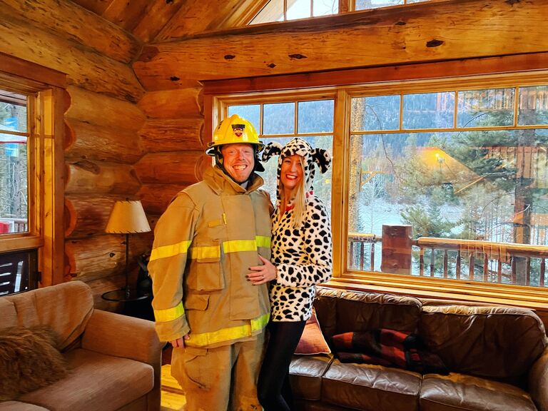 Our first couples halloween costume #safetyfirst #cheesy