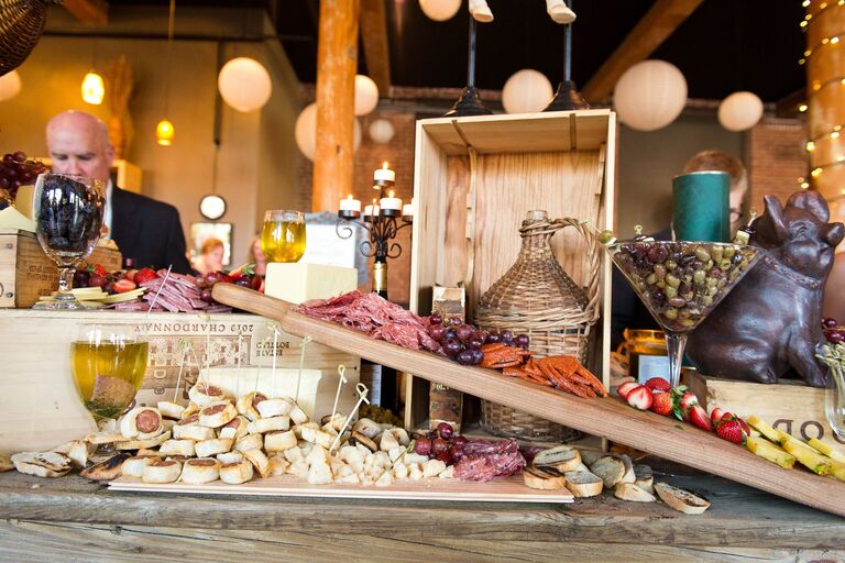 Authentic French cheese grazing table at wedding