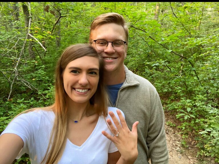 On our 4 year anniversary, Collin proposed to me. I said yes before he finished asking the question!