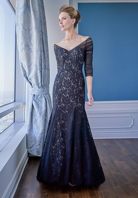 Blue gray mother store of the bride dress