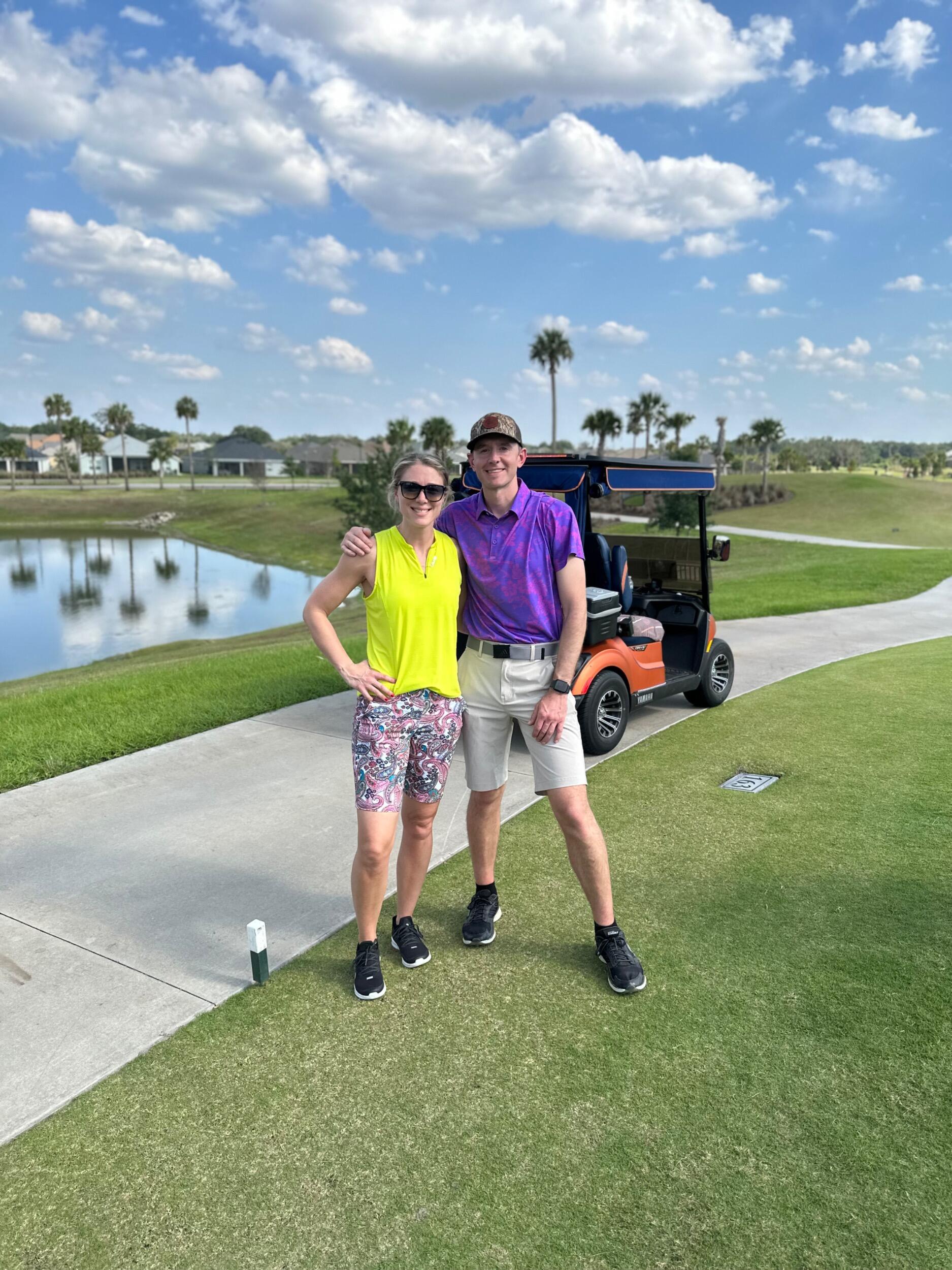 Spring Breaking in Florida (Greg living his best life golfing every day and Claire living her's sitting by the pool). 