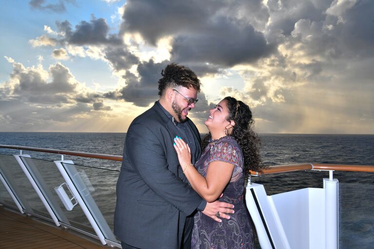 First of many laughs as an engaged couple.