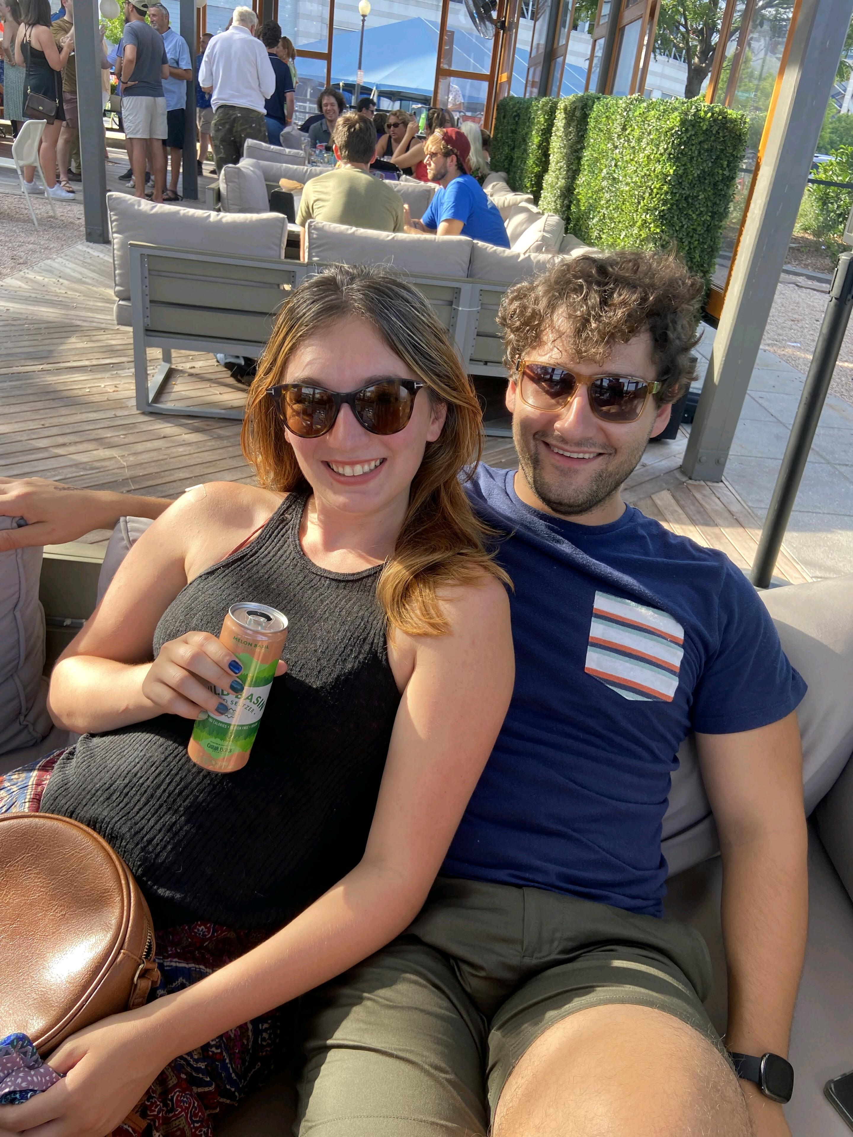 Bridget and Aaron at a DC waterfront beer garden.