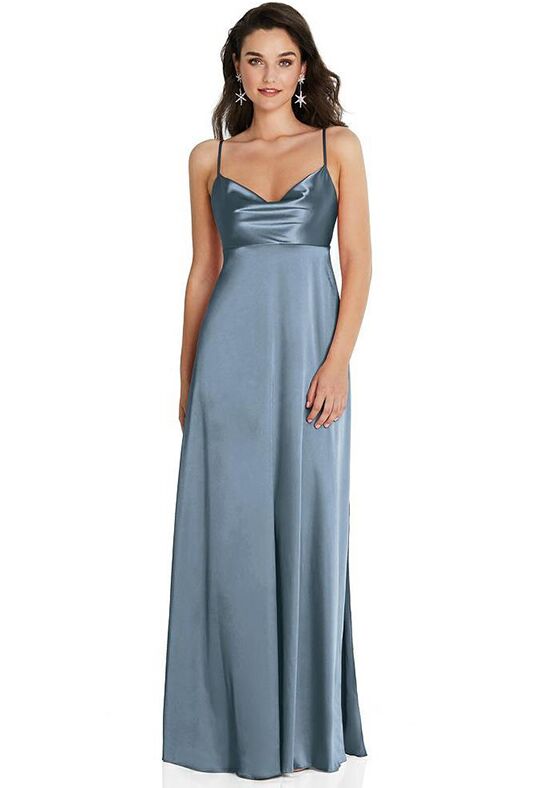 Adjustable Strap Wrap Bodice Maxi Dress with Front Slit - LB036