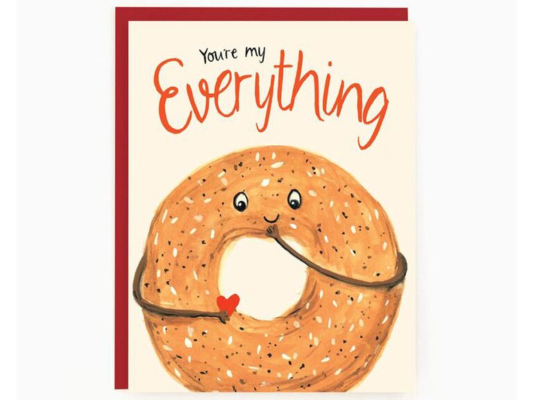 Funny everything bagel Valentine's card