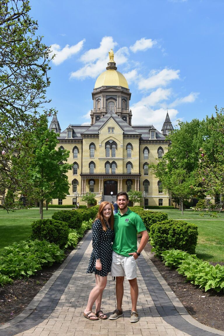 We were first introduced by our mutual friends Emily and Alex at Alex’s 21st birthday party. If you see them at the wedding, say thank you for us! Matthew called an Uber with a stop to drop Jenna off, and he loves to remind her that he didn’t get a Venmo or her number in return. 