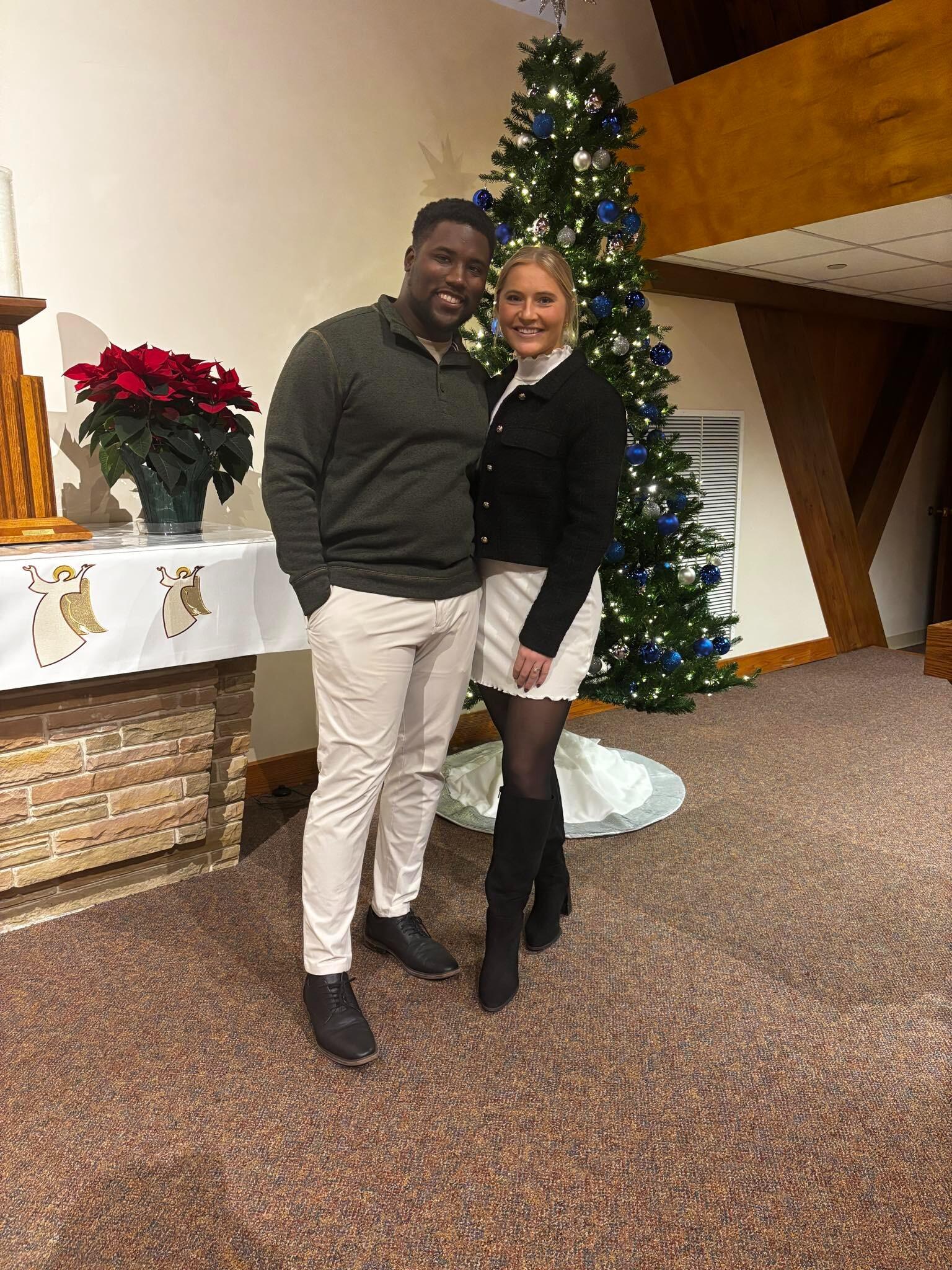 Sam and Thomas at Sam's hometown church on Christmas Eve!