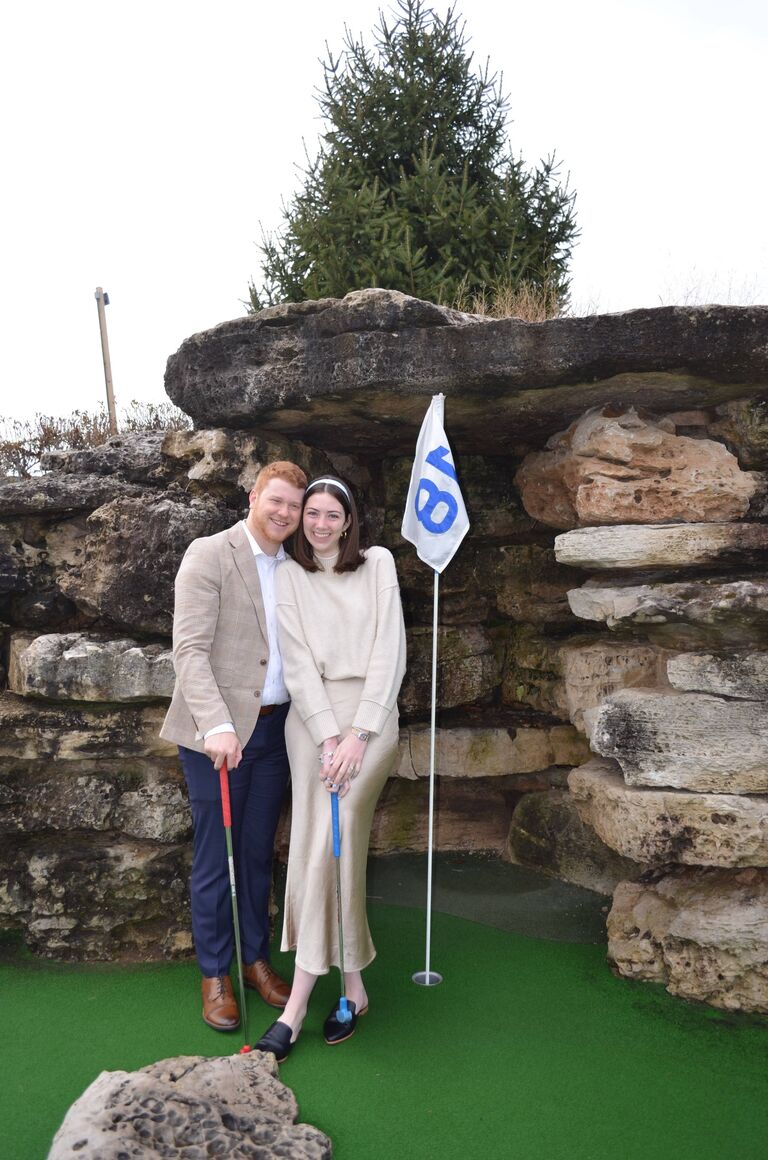 Before dinner in Missouri, Charlie proposes to Alex after they and his sisters had played a round of mini-golf