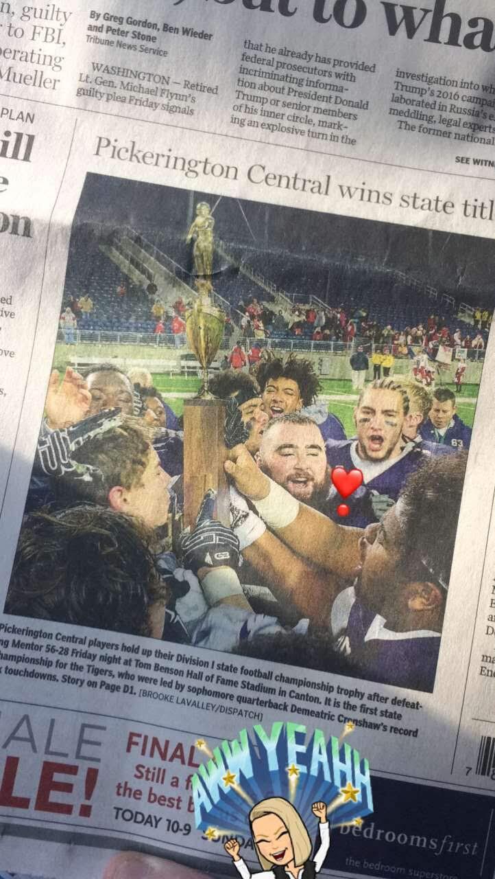 When Brody won the DI State Title for football, he was featured in the newspaper!