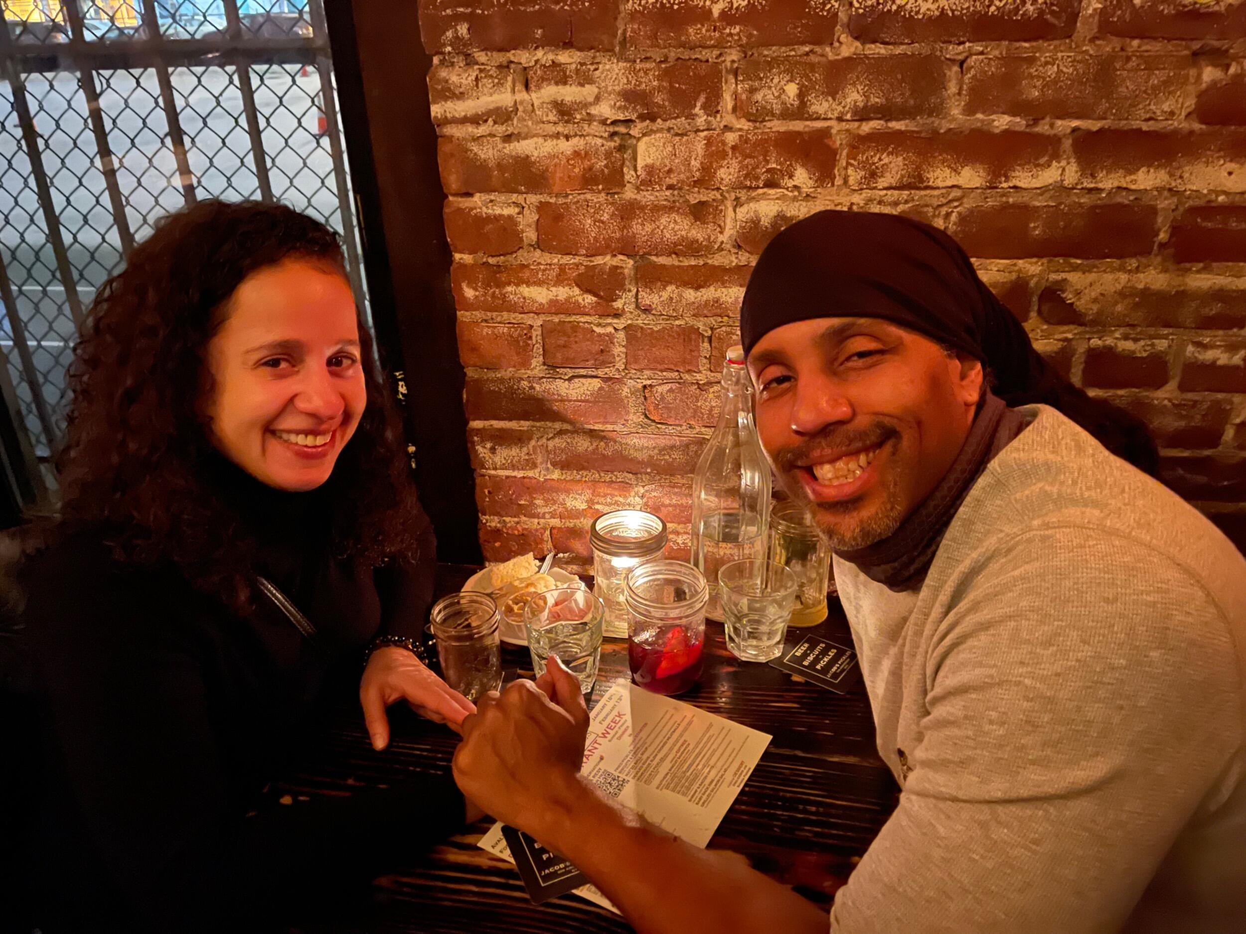One Year Together:  Dinner at Jacob’s Pickles, huge portions.  
