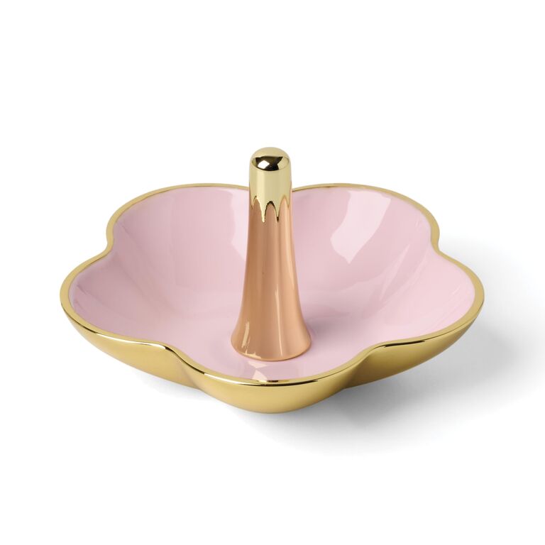 Pink and gold petal ring dish