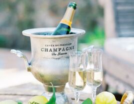 Chamapgne gift ideas like ice bucket and glass flutes