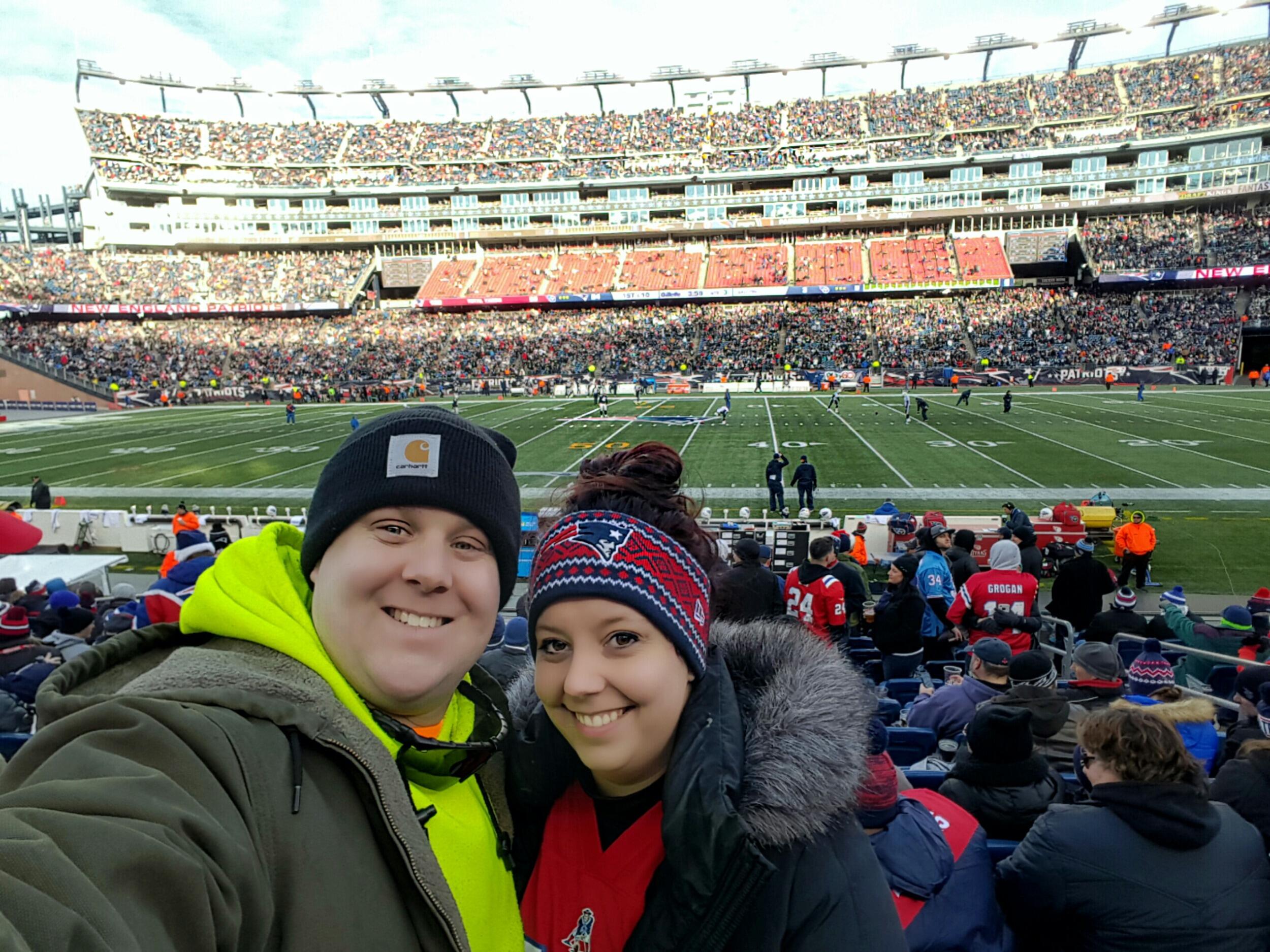 Their first Patriots game together: cheering for Tom Brady, freezing their toes off, and confirming that yes, he really is the GOAT.