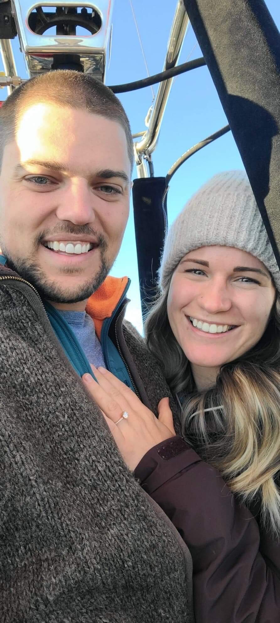 Engaged on a hot air balloon ride!
