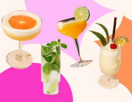 Cocktails on colorful background