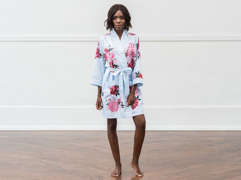 floral satin robes for bridesmaids