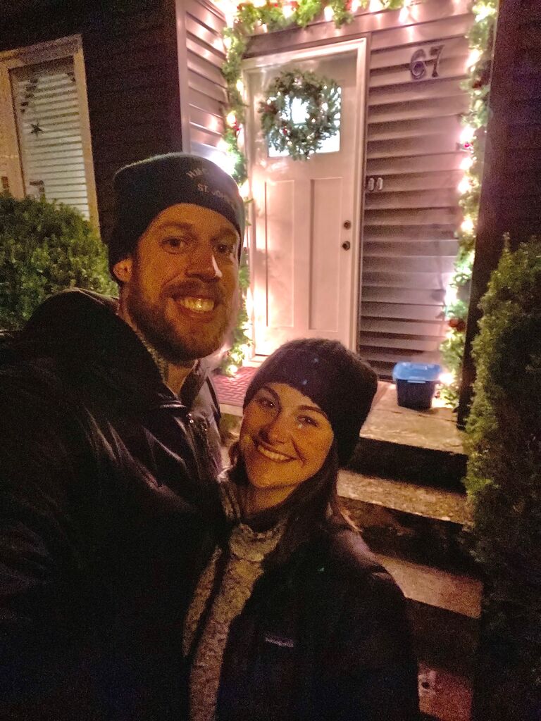 Our first year of decorating our front door for Christmas