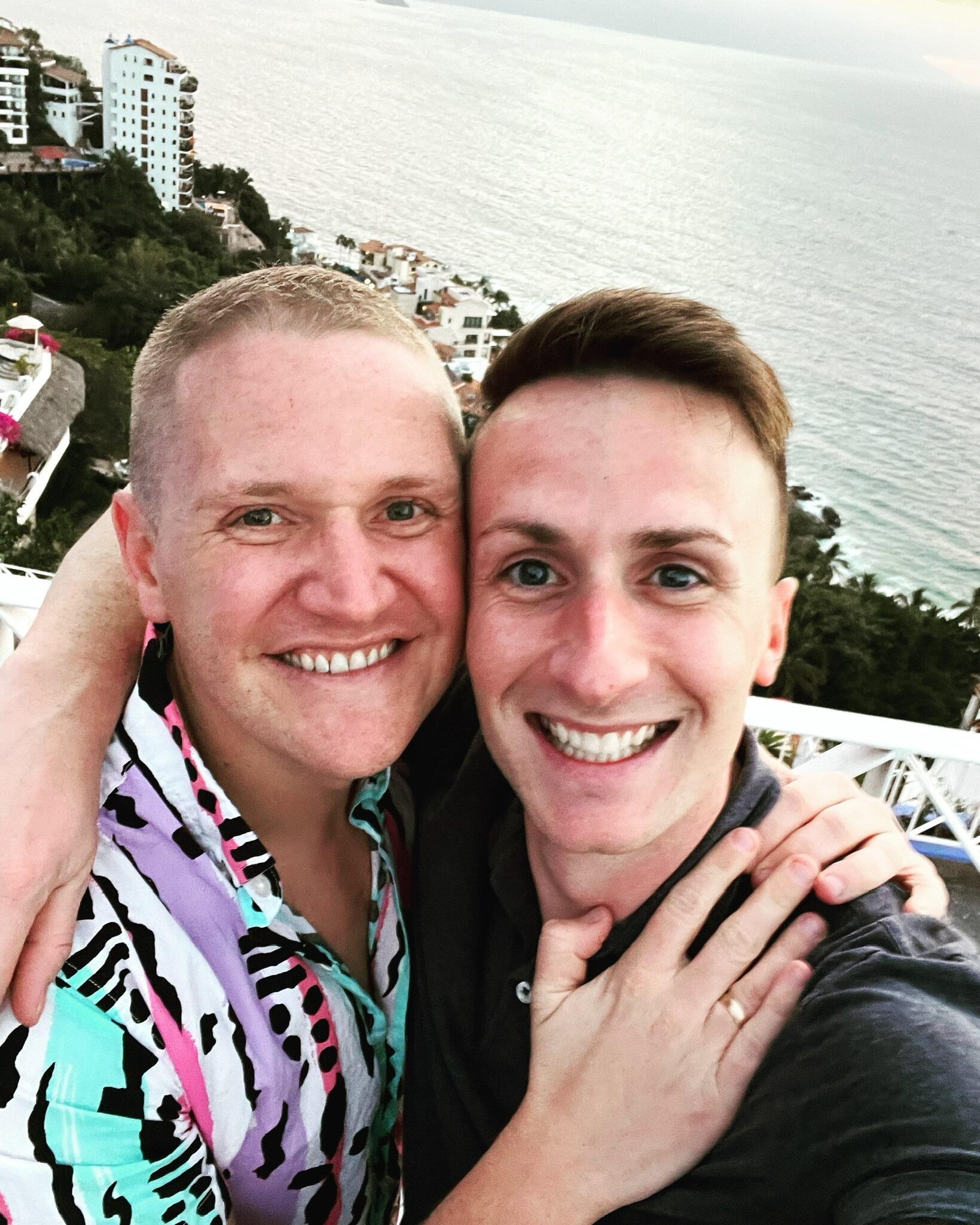We got engaged in Puerto Vallarta, Mexico right before a trip with friends.  Bryan surprised Zach and proposed at sunset (much to Zach's surprise who is used to being in control of all aspects of his life!)