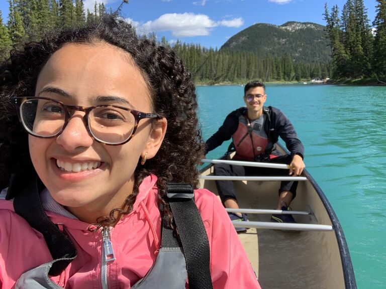 After years of birthday wishes and feast greetings, Doris and her family were planning a trip to Banff. Doris pondered if Mina had any ideas for must-do activities in Banff. 

“I can show you the world...(or at least Banff),” Mina thought.

And so he did. That was day 0.