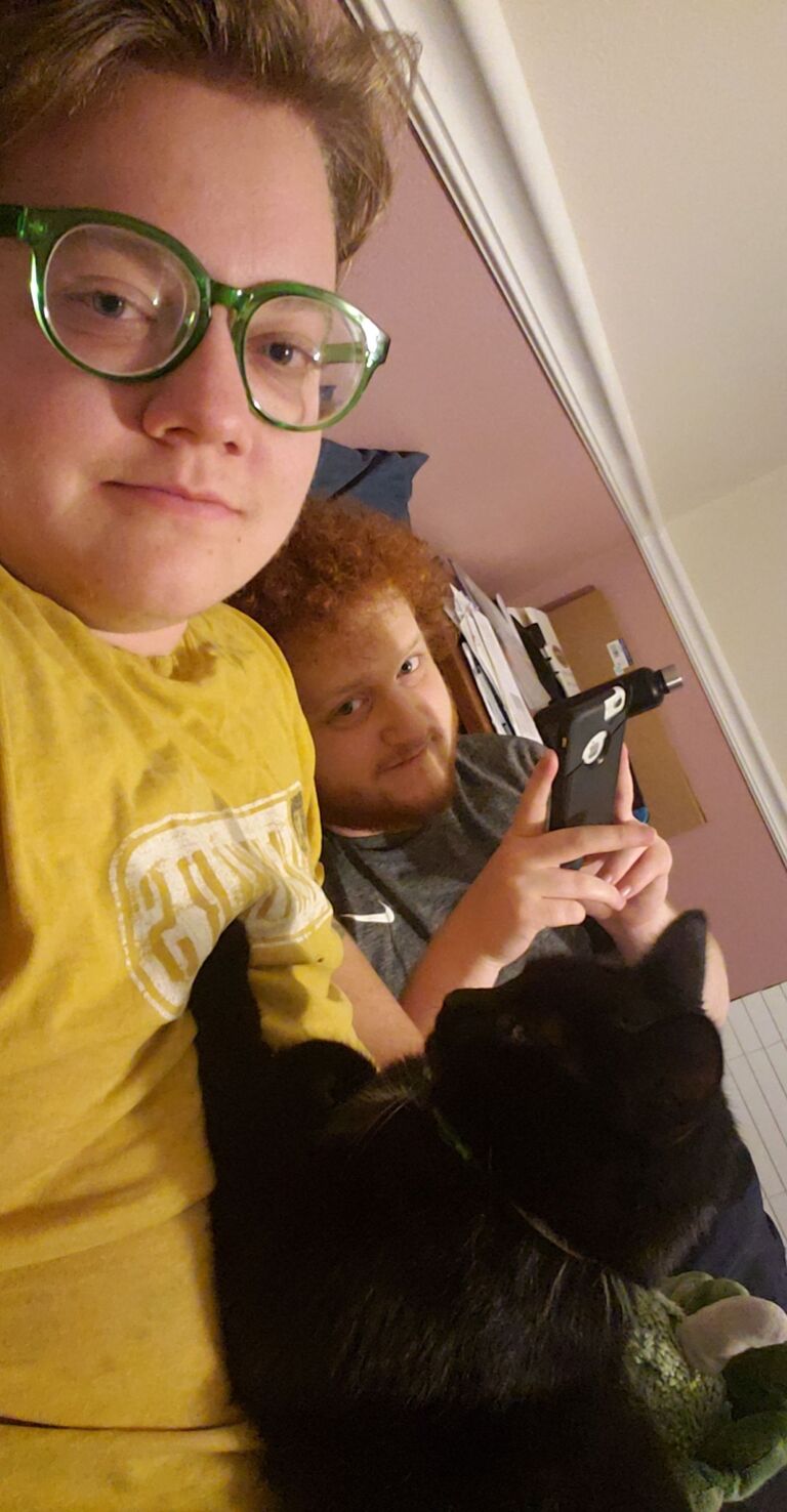 We both like to hang out with Max's mom's cat whenever we get the chance. He's just such a sweet lil guy :)
