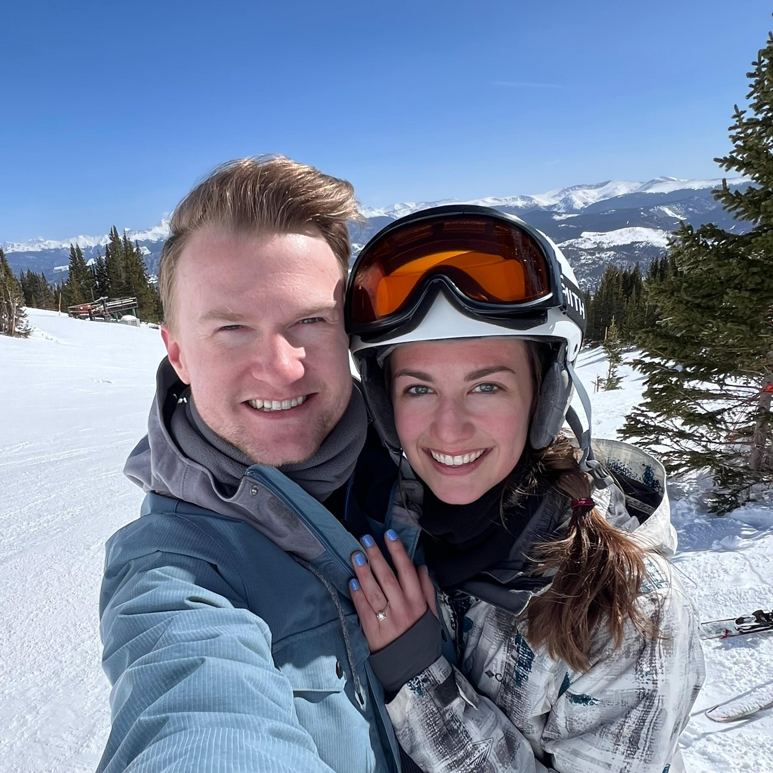 Brandon proposed to Justine near the top of a ski run in Breckenridge, CO.