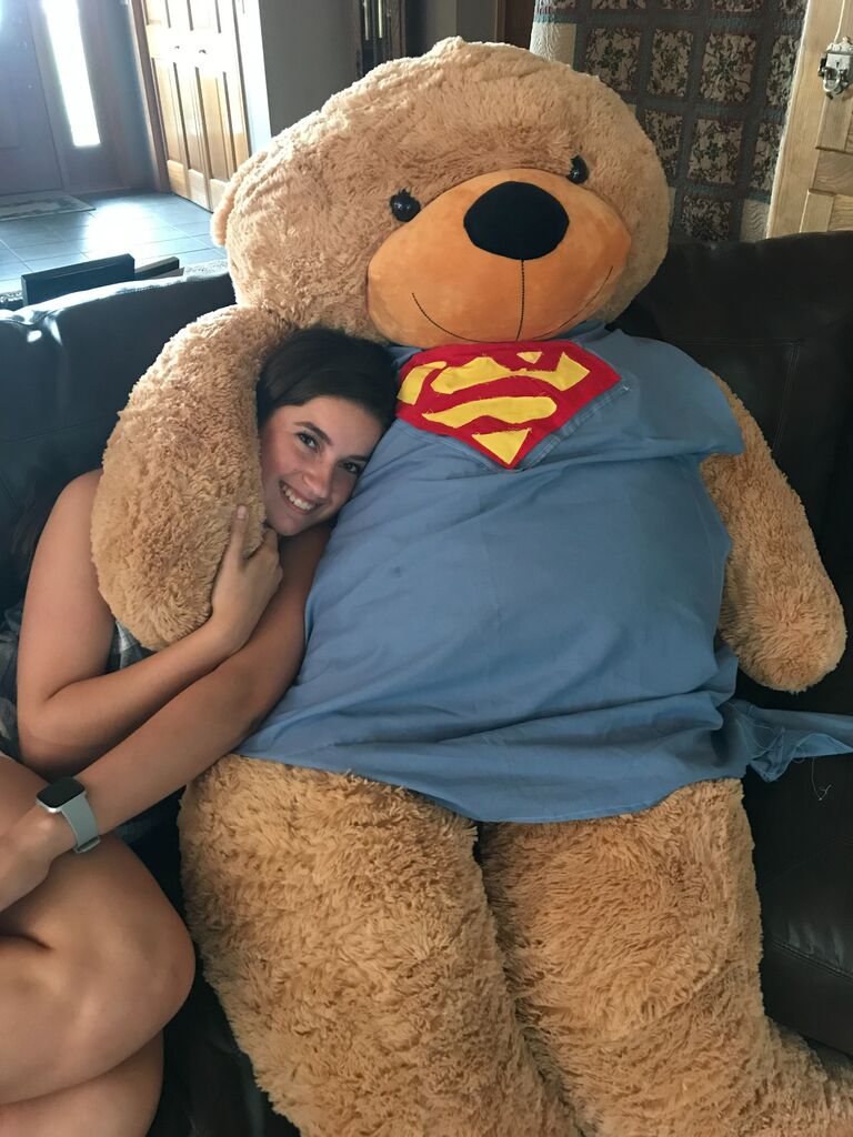 Chad surprised me by gifting me this 6 foot tall bear, wearing the superman shirt, obviously;)