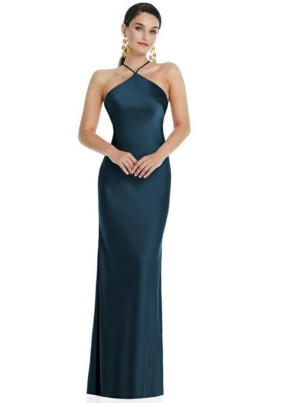 Dessy Group Diamond Halter Bias Maxi Slip Dress with Convertible Straps -  LB041 Bridesmaid Dress