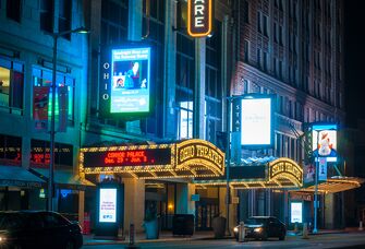 Playhouse Square engagement photo location in Cleveland