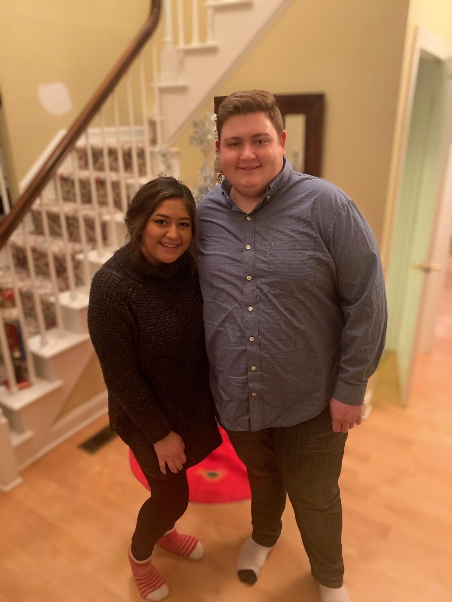 Our first picture together at Sarah's best friend, Emily's house! 